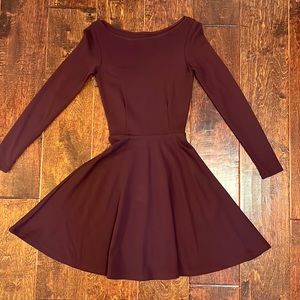 American Apparel Long Sleeve Maroon/Burgundy Skater Dress